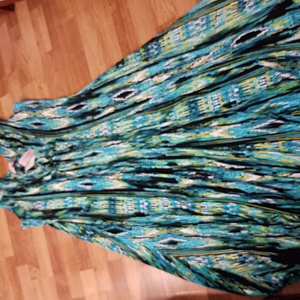 PHILOSOPHY DRESS MAXI SLEEVELESS TURQUOISE BLUE 1X - Picture 1 of 8